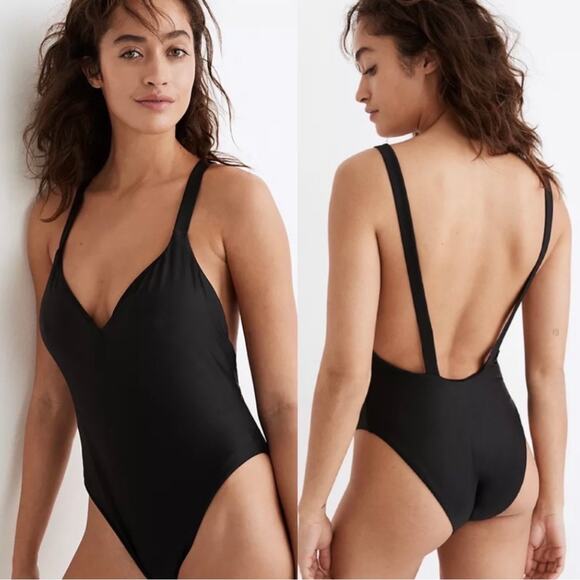madewell second wave maillot one-piece swimsuit true black md385 women xsmall - Picture 1 of 8